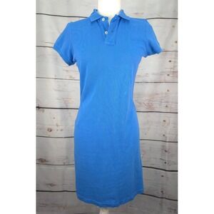 Vintage Y2K Ralph Lauren Womens‎ Blue Short Sleeve Polo Dress Size M Preppy